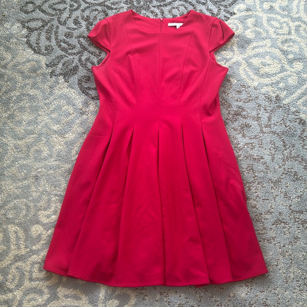 Julia Jordan Pleated Cap Sleeve Dress Red 14